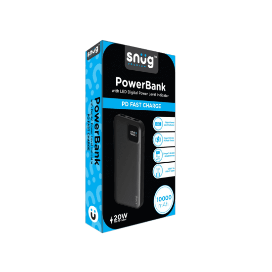 Snug 10000mAh Square Digital Display PD Powerbank – Blue - Image 4