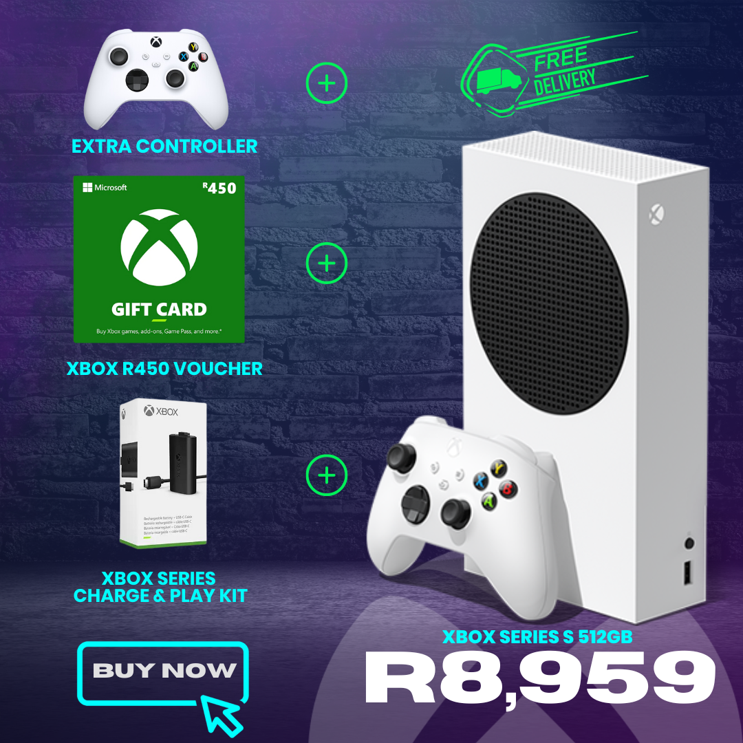 Combo Deal - Xbox Series S 512GB White with Xbox Wireless Controller (Carbon Black) and Xbox Series Play & Charge Kit (XBS) - Microsoft Xbox 450 ZAR ESD ZA Voucher