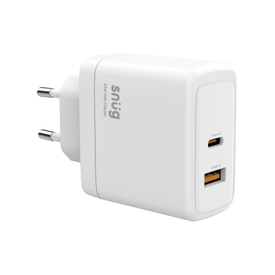 Snug 2 Port PD GaN Wall Charger – 65W - White