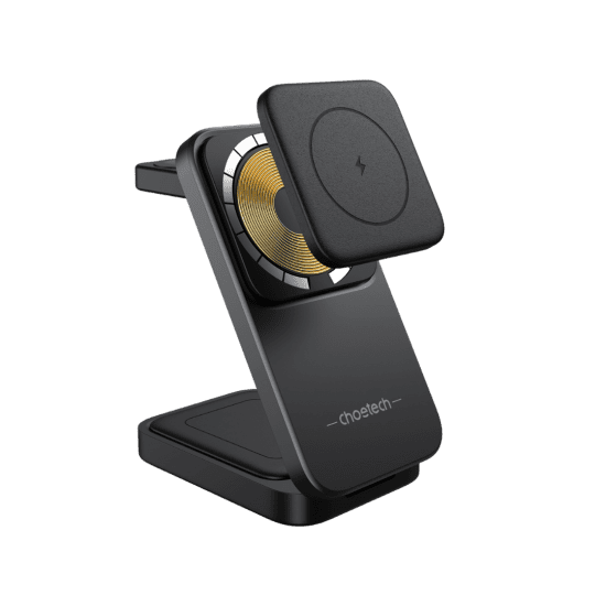 Choetech Fast Wireless 3 In 1 Magnetic Charging Stand T611-F 15W – Black - Image 4