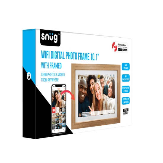 Snug Digital Photo Frame with Frameo 16GB 10.1 Inch – Wood