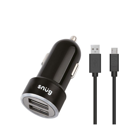 Snug Car Juice Dual USB Port Car Charger with Micro USB Cable – 3.4A
