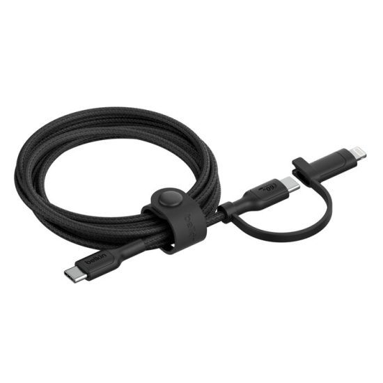 Belkin BoostCharge Pro 2-in-1 Type-C with Lightning Connector USB Cable 1.5m Black