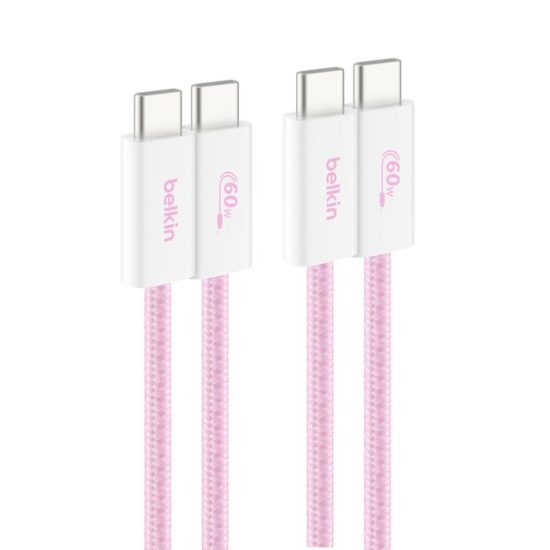 Belkin BoostCharge 60W USB-C to USB-C Cable 2-pack Pink