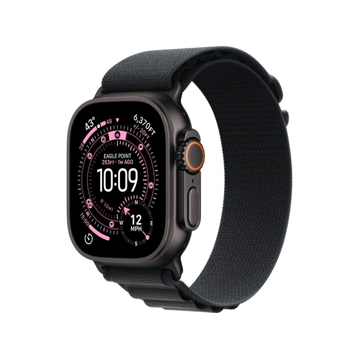 Apple Watch Ultra 3 GPS + Cellular 49mm Black Titanium Case with Black Alpine Loop - Large