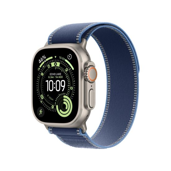 Apple Watch Ultra 3 GPS + Cellular 49mm Natural Titanium Case with Blue/Bright Blue Trail Loop - M/L