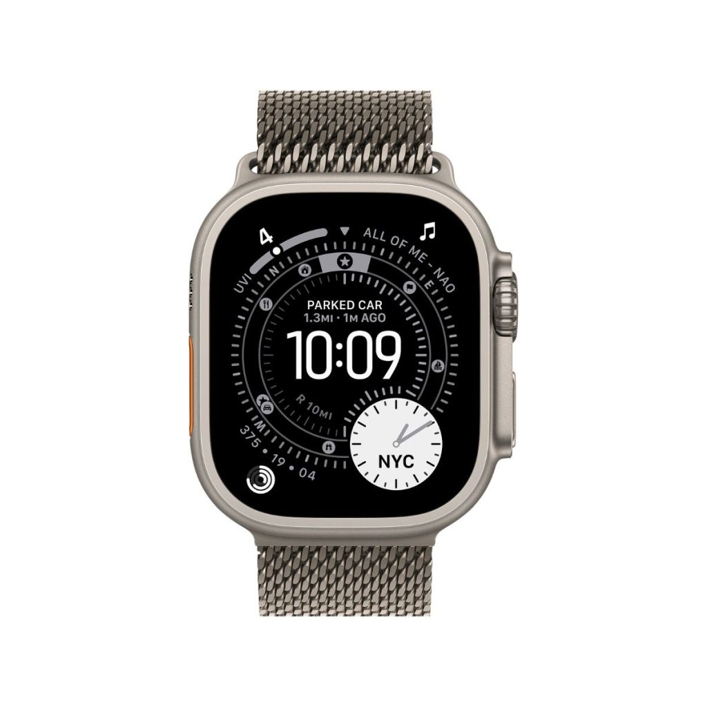 apple watch ultra 3 49mm natural titanium natural titanium milanese loop pure front screen wwen | Shop from Braintree