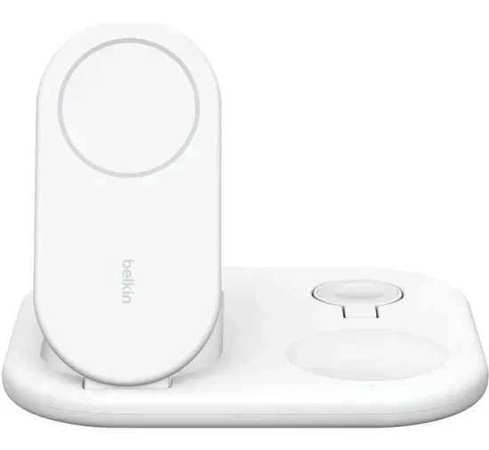 Belkin BoostCharge 15W Magnetic Foldable 3-in-1 Wireless Charging Station with Qi2 - White