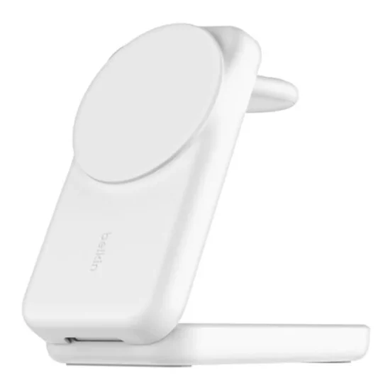 Belkin UltraCharge 25W 3-in-1 Qi2 Square Magnetic Charger White