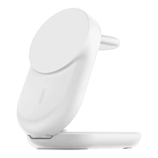 Belkin UltraCharge 25W 3-in-1 Qi2 Round Magnetic Charger White