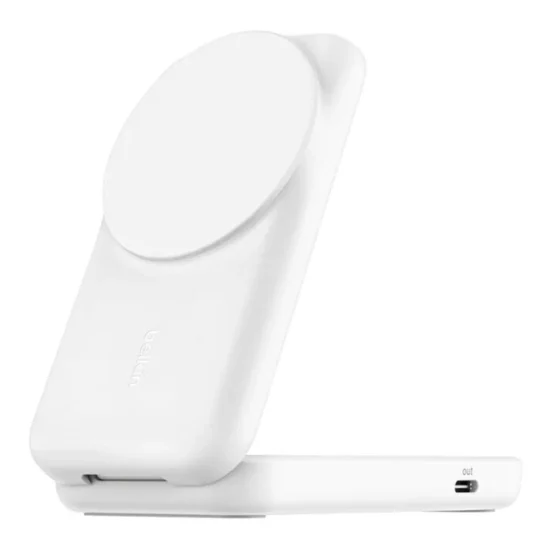 Belkin UltraCharge 25W 2-in-1 Qi2 Square Magnetic Charger White