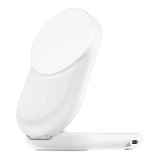 Belkin UltraCharge 25W 2-in-1 Qi2 Round Magnetic Charger White