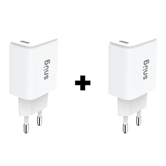 Snug Bundle 2 x 1 Port 25W Wall Charger With Fast Charge - White