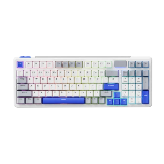 RAPV V700DIY-98 MM Wireless Mechanical Keyboard - WHITE,GREY,BLUE