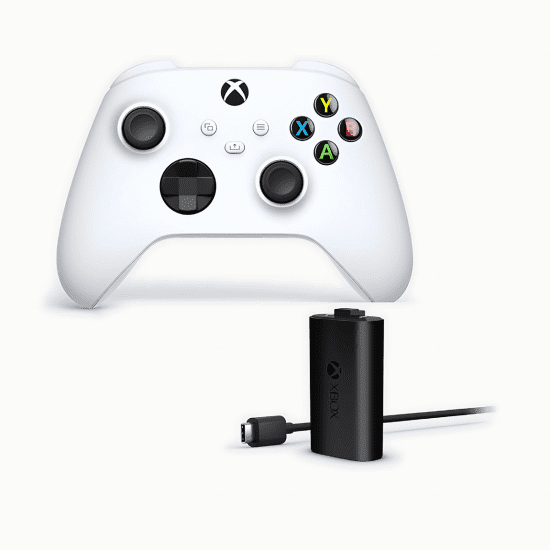 Xbox Wireless Controller - White + Play and Charge Kit