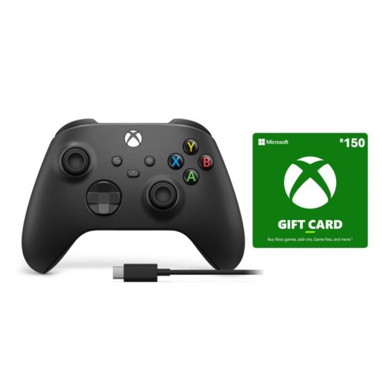 Xbox Wireless Controller Carbon Black with USB-C Cable + R150 Xbox Voucher