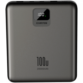 CANYON power bank PB-2008 LED FLAT 20000 mAh PD100W QC3.0 Dark Grey - Image 3