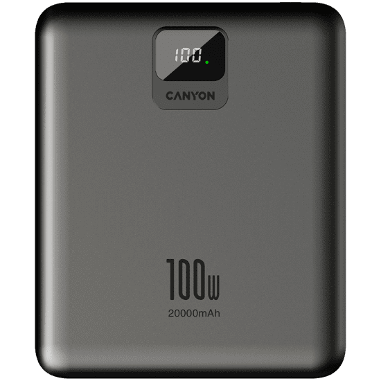 CANYON power bank PB-2008 LED FLAT 20000 mAh PD100W QC3.0 Dark Grey