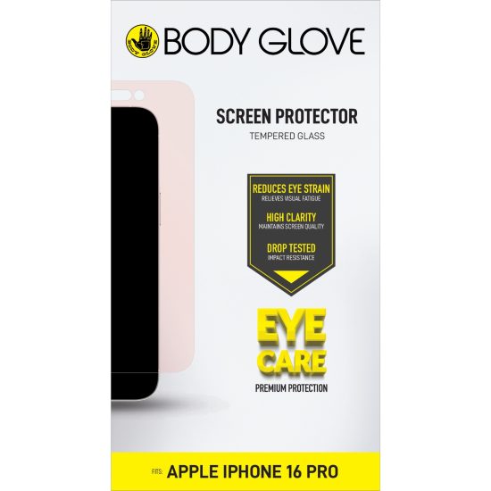 Body Glove Eye Care Tempered Glass Screen Protector – Apple iPhone 16 Pro – Clear