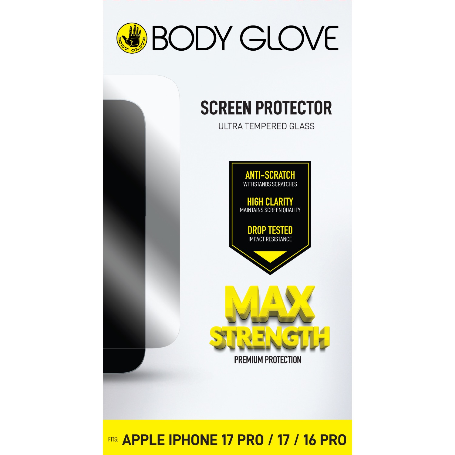 Body Glove Ultra Tempered Glass Screen Protector – Apple iPhone 17 Pro/17/16 Pro – Clear