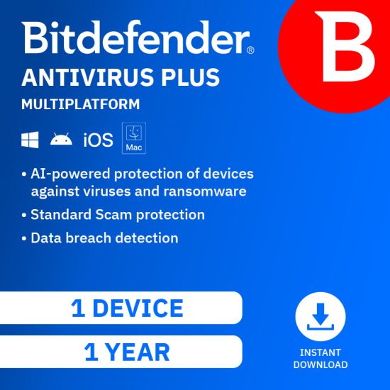 Bitdefender Antivirus Plus Multiplatform – 1 Year, 1 Device