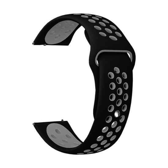 Body Glove Silicone Watch Strap Samsung Galaxy Watch Series 6 /5 / 4 (44mm/45mm) - Black / Grey — Strap in curved configuration