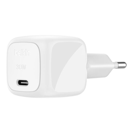 Belkin BoostCharge 30W USB-C Cube Wall Charger - White — Front, complete product