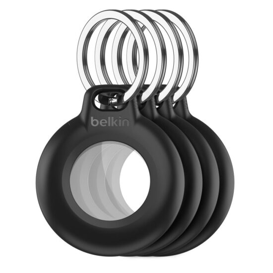 Belkin Waterproof Secure Holder with Key Ring for AirTag Black 4-pack — Front, complete product