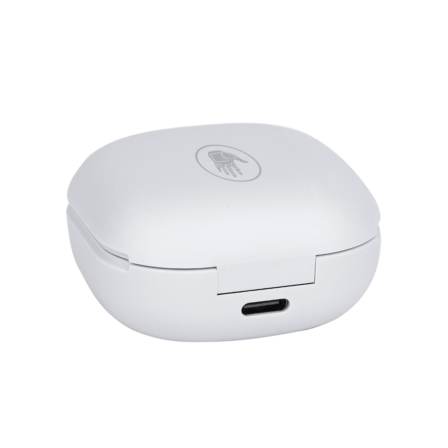 Body Glove Quiver TWS – White — Closed charging case and port