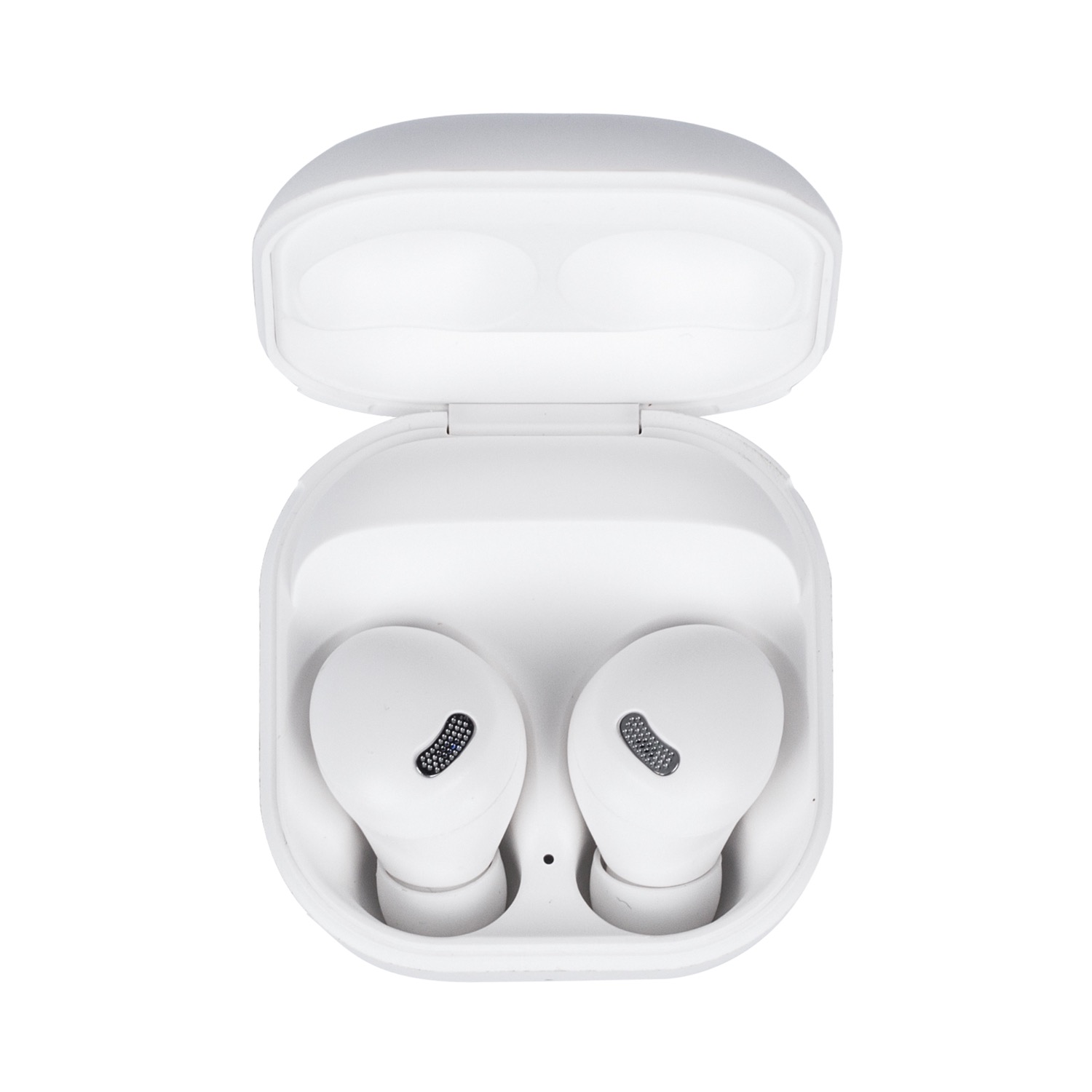 Body Glove Quiver TWS – White — Earbuds seated in case, top view
