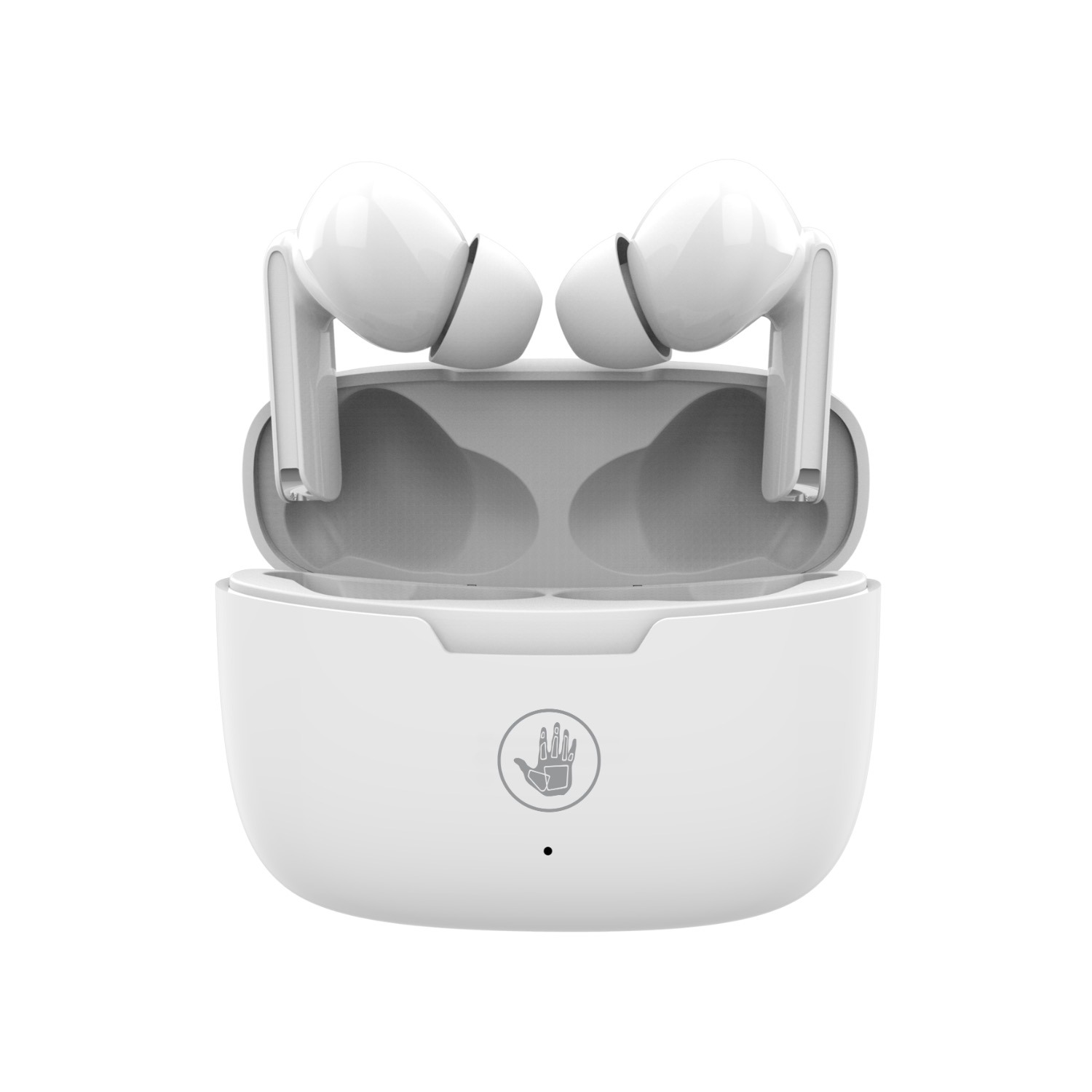 Body Glove Essentials TWS Lux Series Wireless Earbuds — Earbuds and open case, rear view