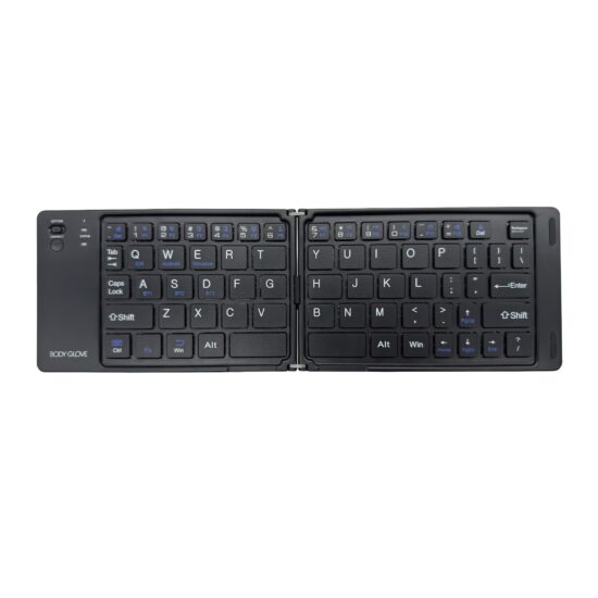 Body Glove Wireless Folding Hinge Keyboard – Black — Keyboard fully open