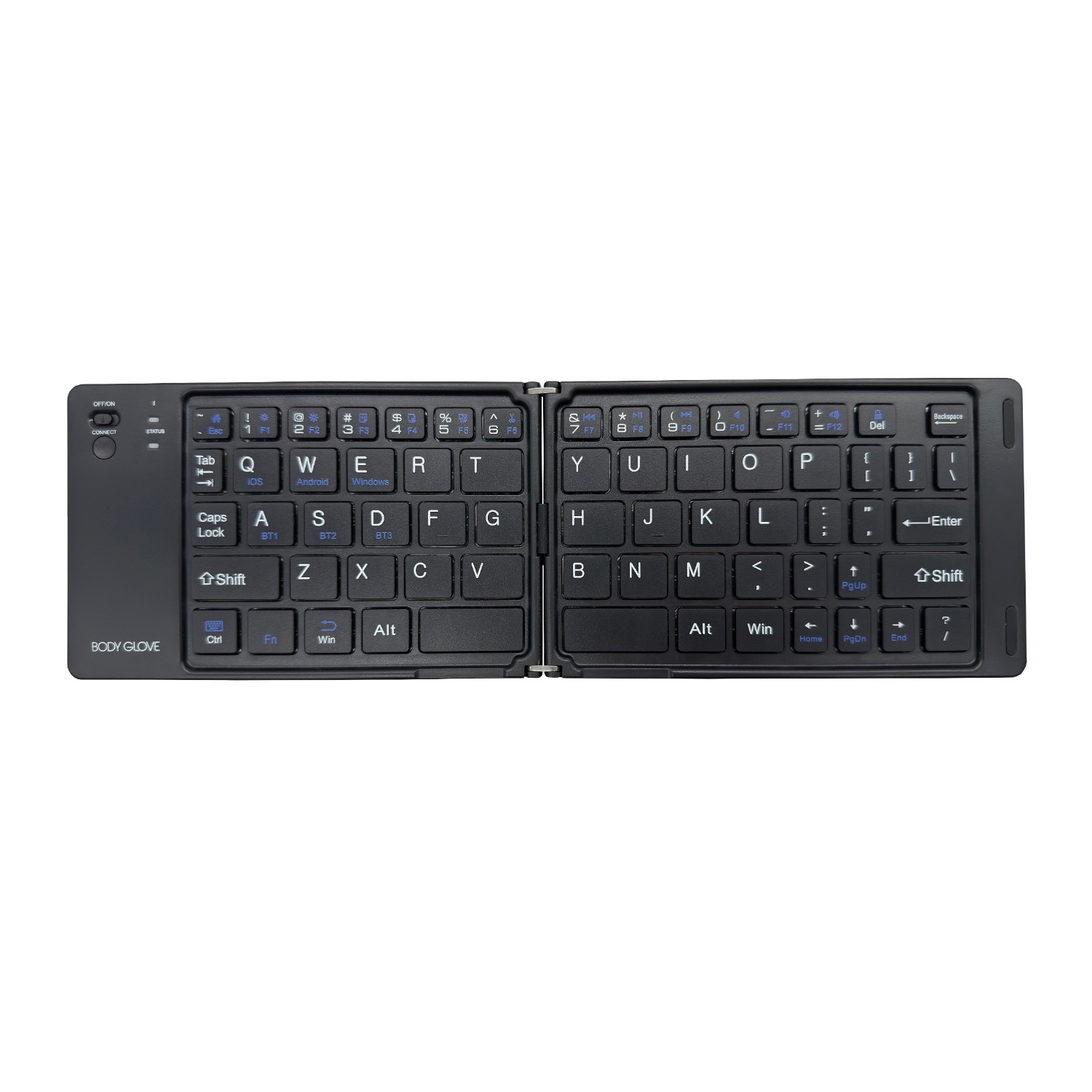 Body Glove Wireless Folding Hinge Keyboard – Black — Keyboard fully open