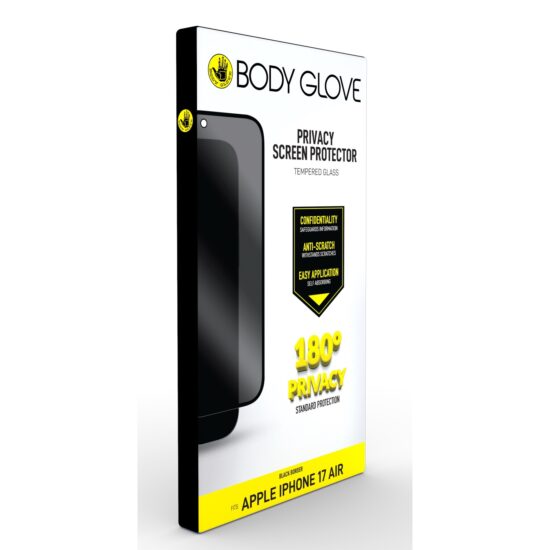 Body Glove Privacy Tempered Glass Screen Protector – Apple iPhone Air – Black Border — Retail package