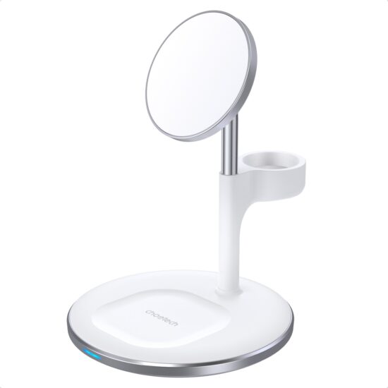 Choetech Fast Wireless 3 In 1 Charger 15W – White — Charging stand without devices