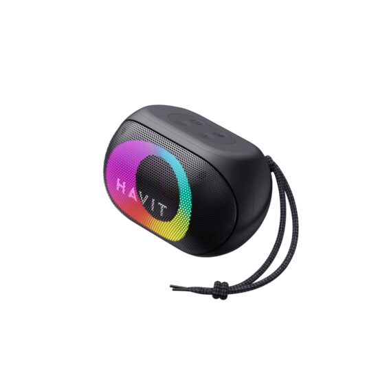 Havit RGB Wireless Speaker – Small – Black — Speaker front angled view