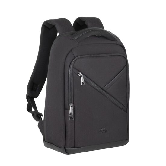 RIVACASE 8126 Clark Eco Laptop Backpack 14-inch – Black — Backpack front angled view