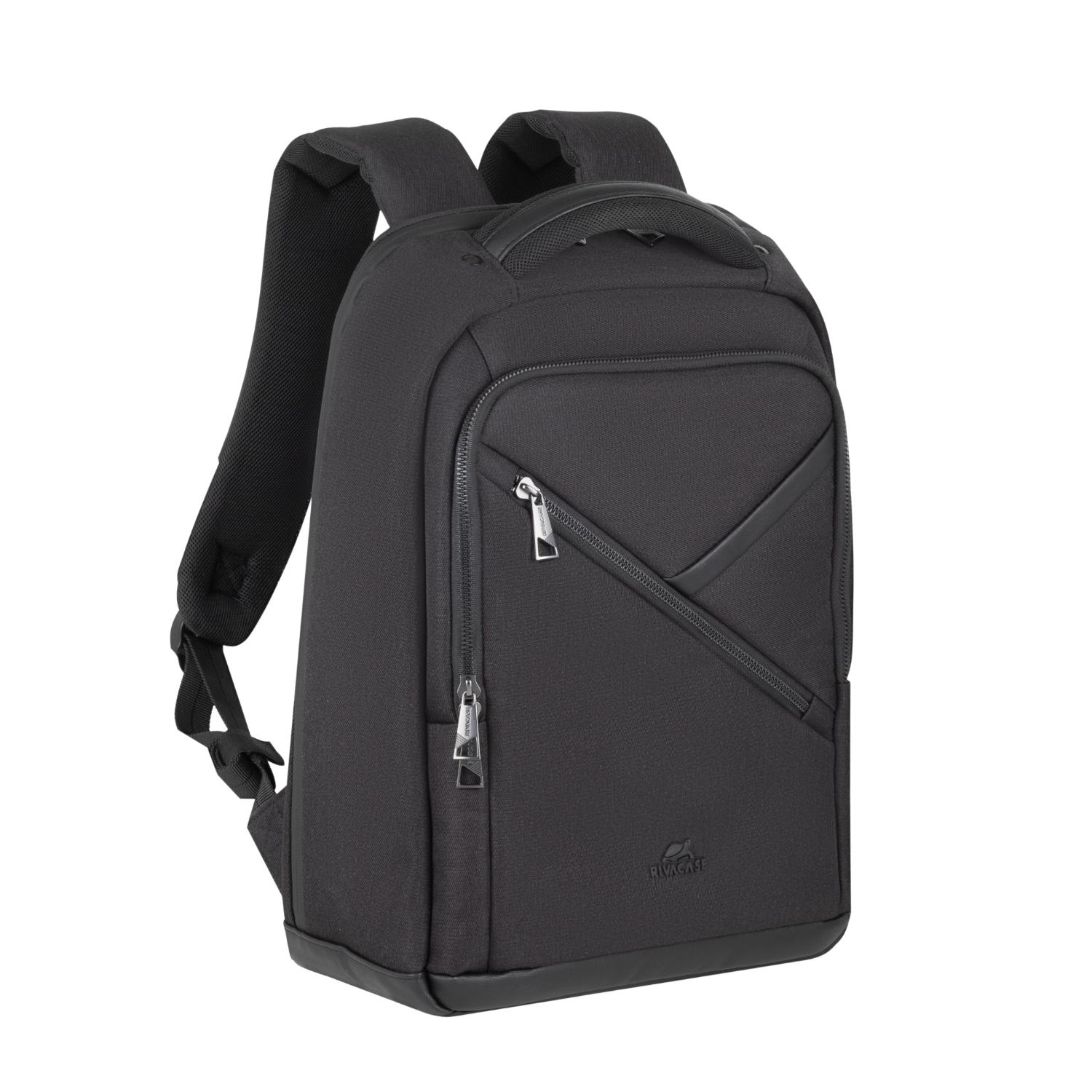 RIVACASE 8126 Clark Eco Laptop Backpack 14-inch – Black — Backpack front angled view