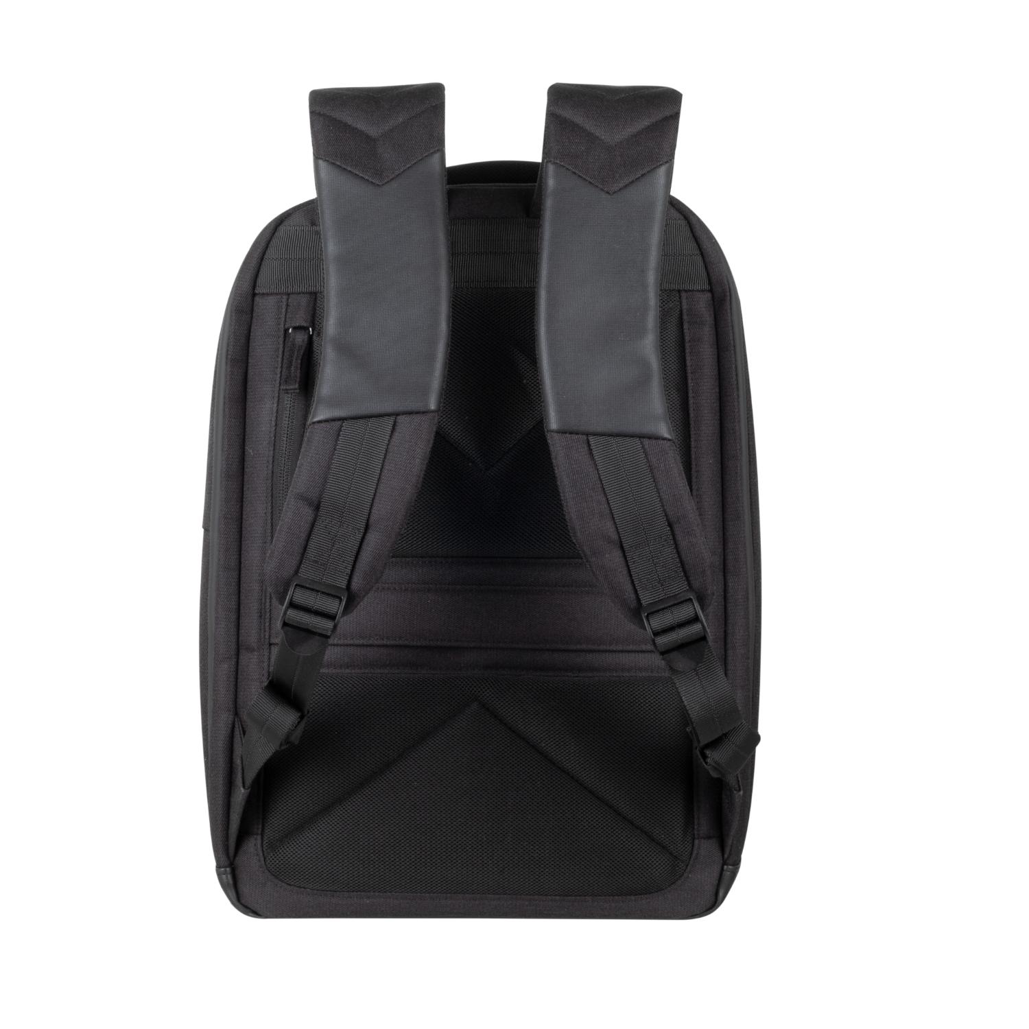 RIVACASE 8126 Clark Eco Laptop Backpack 14-inch – Black — Backpack rear and shoulder straps