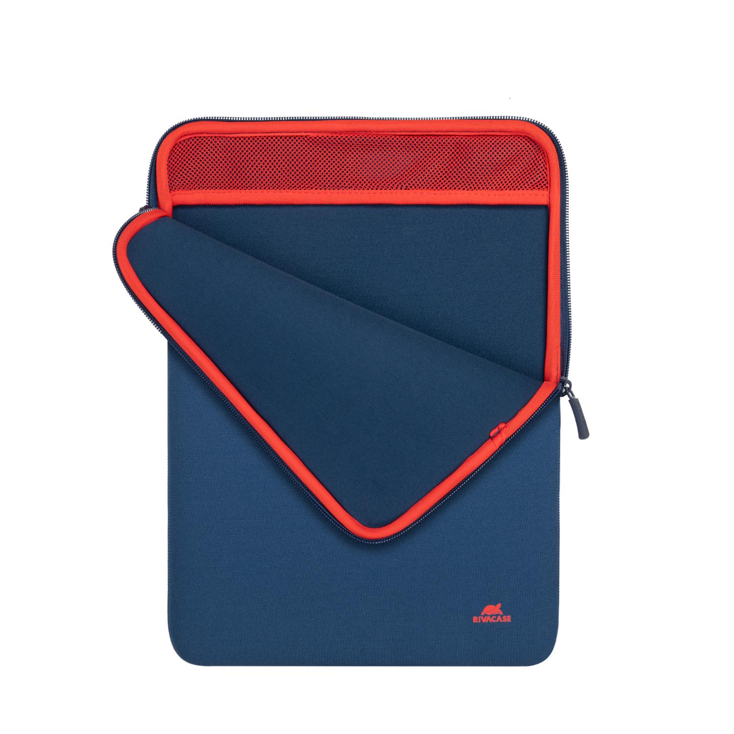 RIVACASE 5226 Antishock Laptop Sleeve 15.6-inch – Dark Blue — Open empty sleeve interior