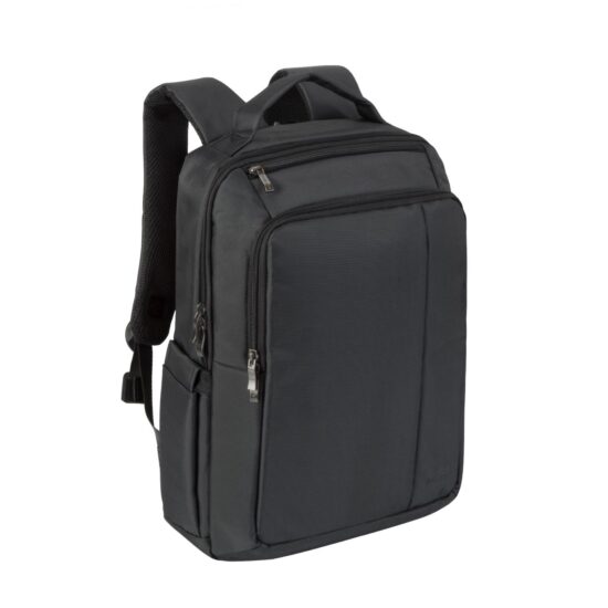 RIVACASE 8262 Central Laptop Backpack 15.6-inch – Black — Backpack front angled view