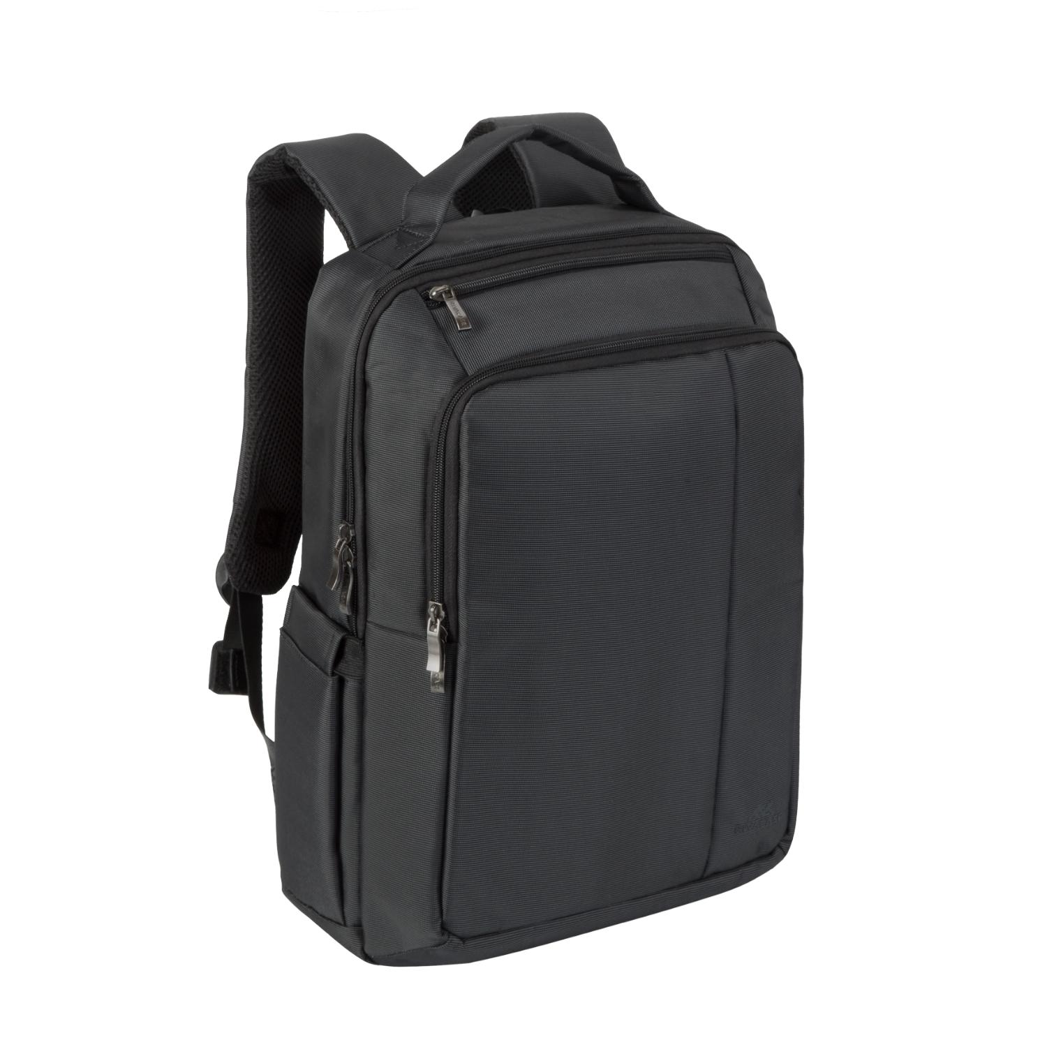 RIVACASE 8262 Central Laptop Backpack 15.6-inch – Black — Backpack front angled view
