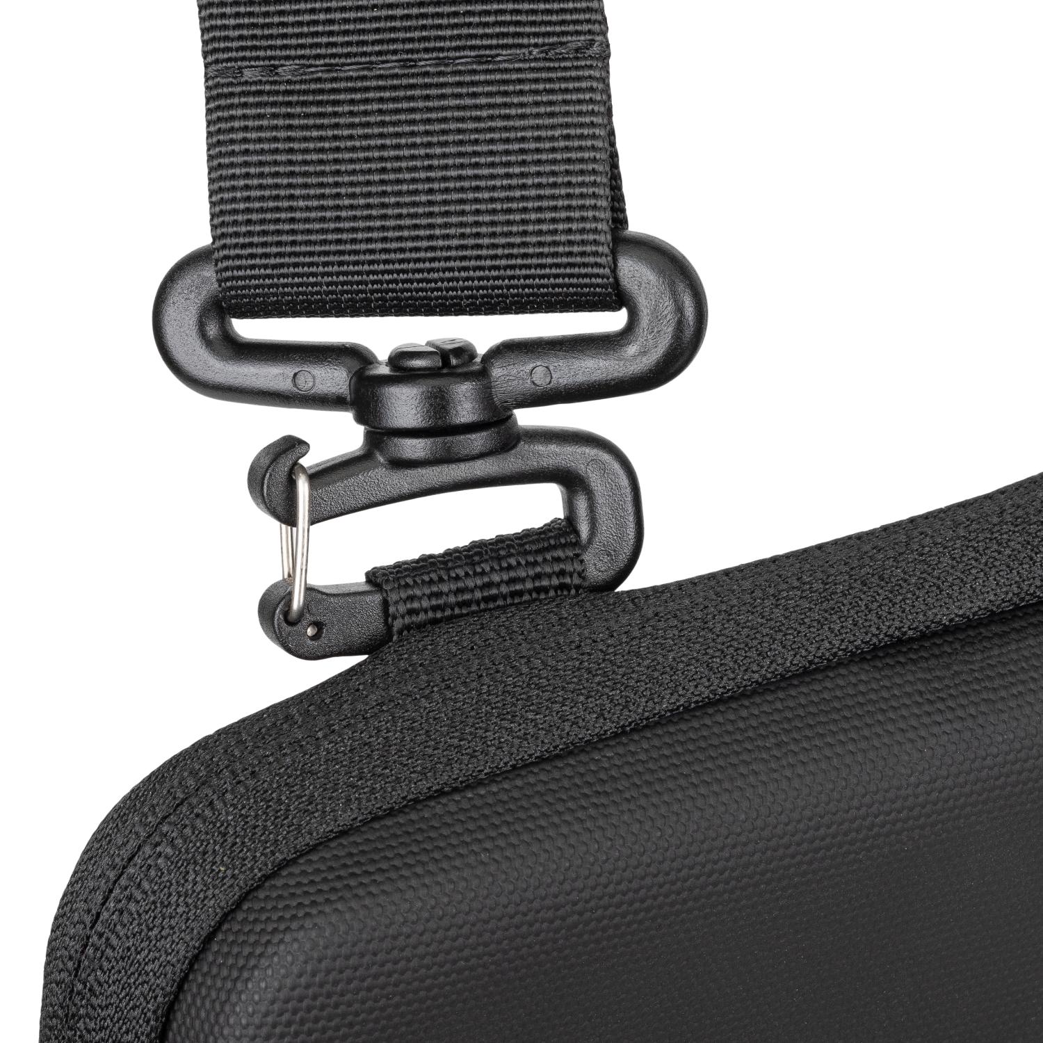 RIVACASE 5131 Antishock Hardshell Laptop 15.6-inch – Black — Shoulder strap attachment detail