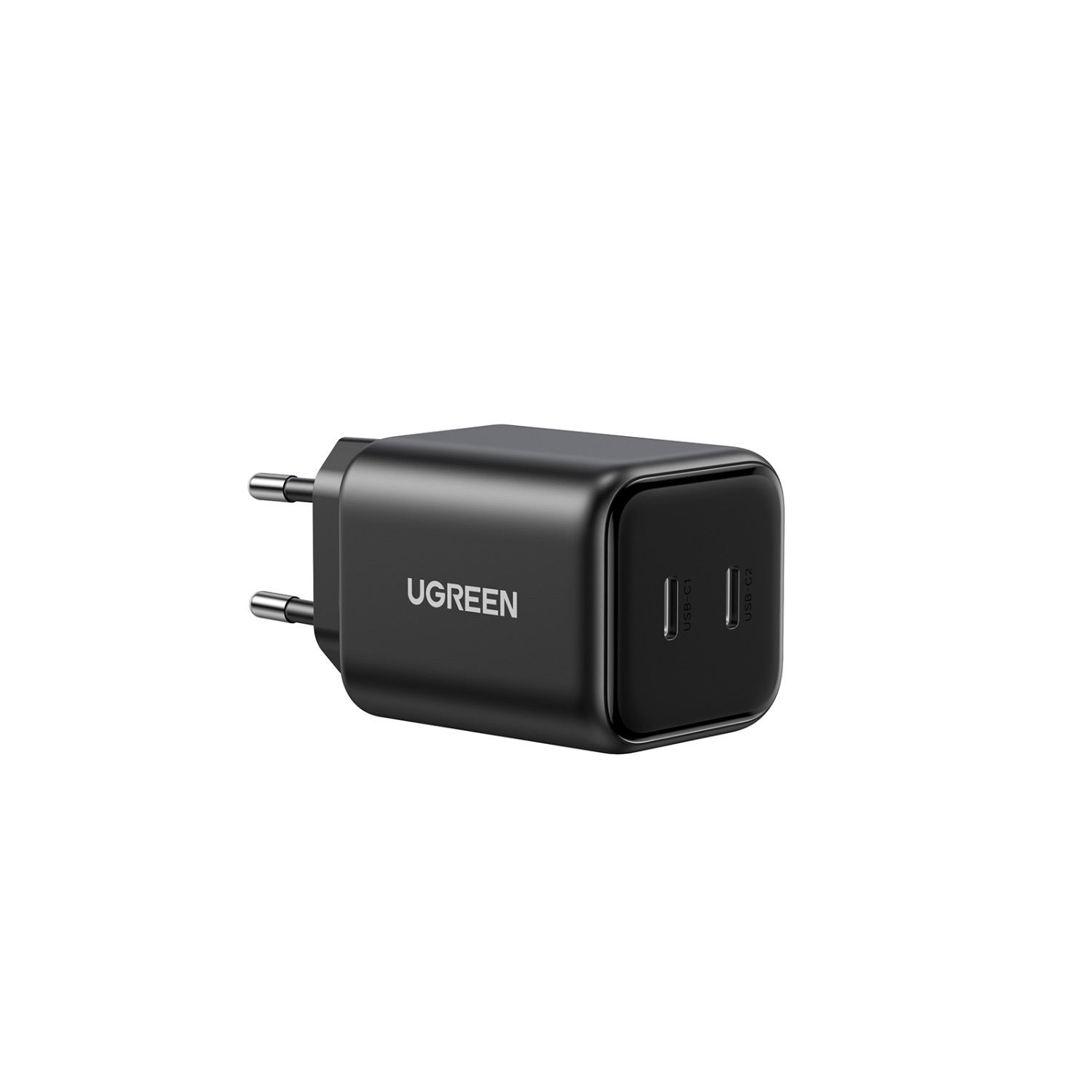 Ugreen - Wall Charger X526 (65058) - 2x USB-C, GaN, Fast Charger, 45W - Black — Charger side view