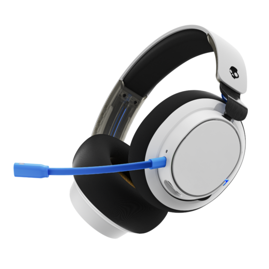 Skullcandy SLYR® Pro Wireless For PlayStation – White/Blue — Headset, angled view