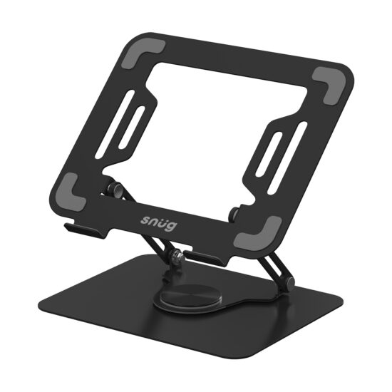 Snug Multi Angle Rotating Base Laptop Stand – Black — Laptop stand angled view
