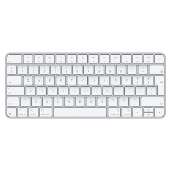 APPLE — Magic Keyboard - International English,Model A3203 — Magic Keyboard, white keys, silver aluminium structure, full-height function keys, half-height up and down arrow keys