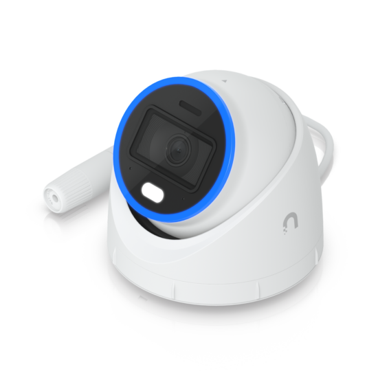 UBIQUITI UniFi AI Turret, 4K Camera — White turret camera three-quarter
