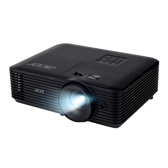 Acer X1128i DLP Projector, SVGA, 4500 Lumens, Wireless, HDMI, 3D Ready - Black — angled front view