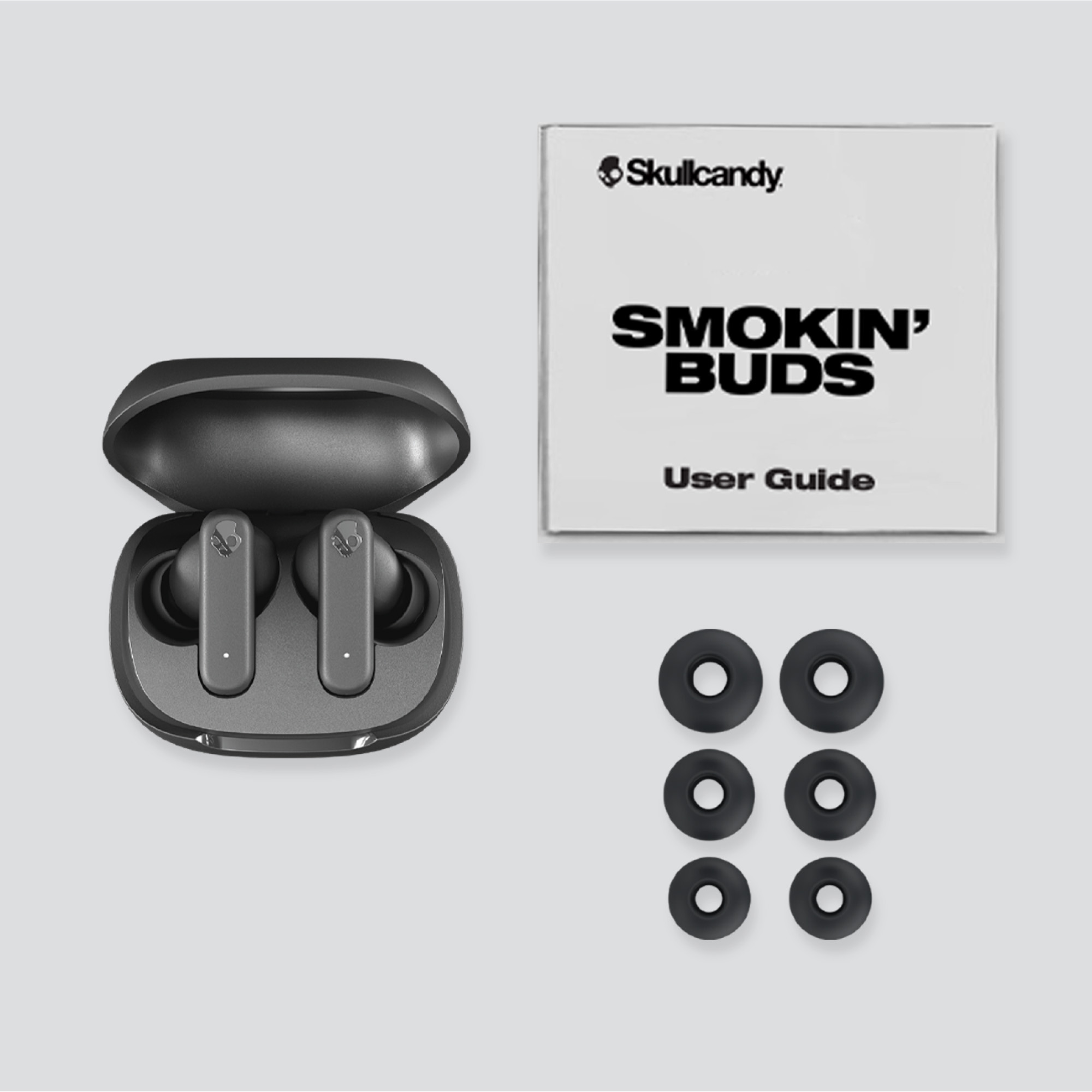 Skullcandy Smokin Buds True Wireless in-Ear - Black — Included earbuds, case, ear tips and guide